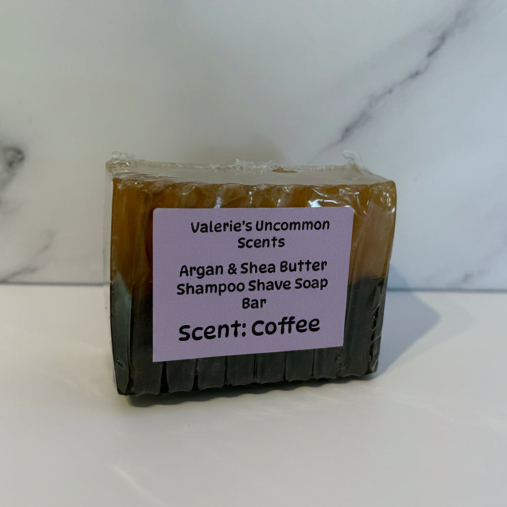 Argan & Shea Butter Shampoo Shave Soap Bar in Coffee