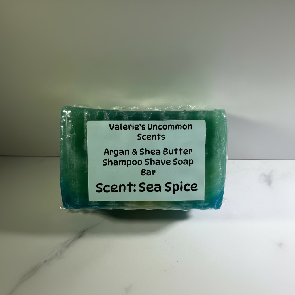 Argan & Shea Butter Shampoo Shave Soap Bar in Sea Spice
