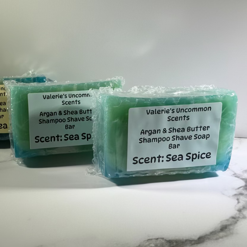 Argan & Shea Butter Shampoo Shave Soap Bar in Sea Spice