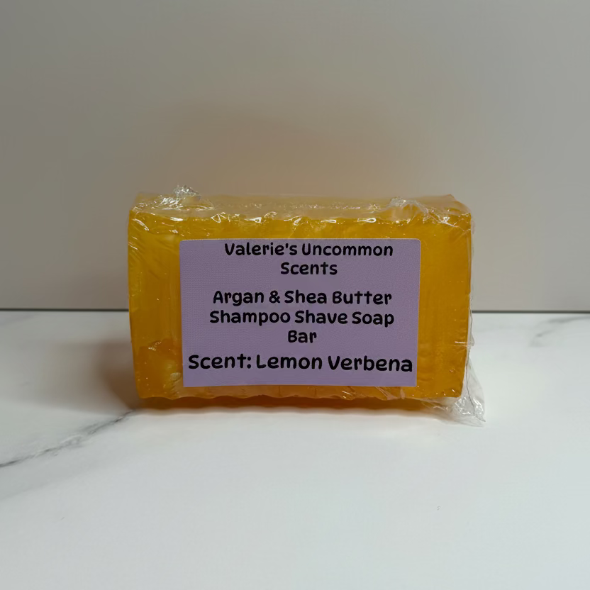 Argan & Shea Butter Shampoo Shave Soap Bar in Lemon Verbena